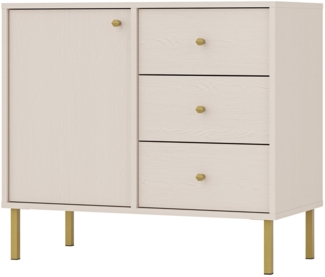 Selsey 'Oktio' Sideboard 1-türig mit 3 Schubladen, sandbeige, ca. 74 x 84 x 41 cm