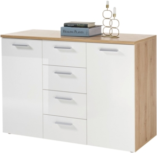 PABLO Kommode in Artisan Eiche Optik, Weiß - Modernes Sideboard mit viel Stauraum für Ihren Wohnbereich - 120 x 85 x 50 cm (B/H/T)