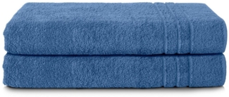 Komfortec 2er Saunatuch Set 80x200 cm aus 100% Baumwolle, XXL-Saunatücher, Sauna Handtuch, Weich, Groß, Frottee, Schnelltrocknend, Hellblau