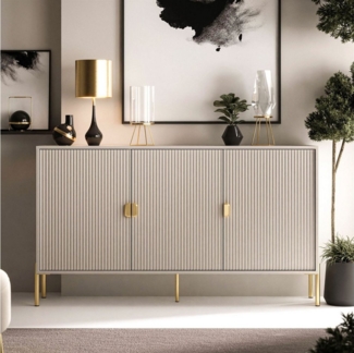 ALLHOUSE24 Kommode GRANDE Sideboard Breite 154 geriffelte Front gold Beine und Griffe, Breite 154 cm