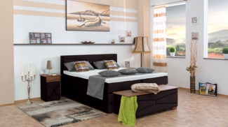 Meisterbetten Boxspringbett Dion 240x220 in VS-Dunkel Braun, Matratzenbezug Nano, Ergoflex-Topper