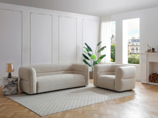 Vente-unique - Sofa 3-Sitzer - Chenille-Stoff - Beige - TALIENA