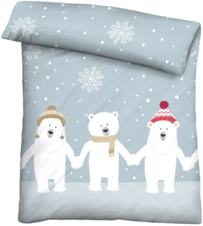 biberna 0004648 Feinbiber-Bettwäsche, bläulich, 1x 100x135 cm + 1x 40x60 cm