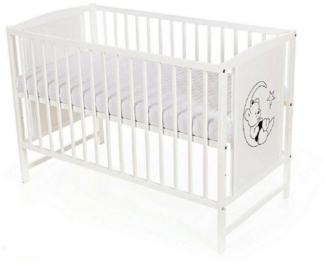 Babybett Teddybär weiß 60 × 120 mit Matratze