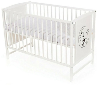 Babybett Teddybär weiß 60 × 120 mit Matratze