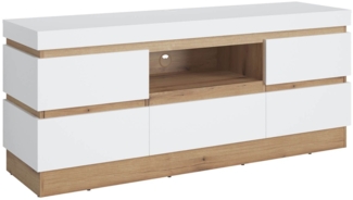 TV-Element Calvi / Calabria, Holzwerkstoff, Weiß, Holzfarben, 161 x 68 x 45 cm