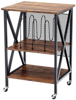 COSTWAY Nachttisch, Plattenspielerständer, rollbar, Metall, 45 x 52 x 75 cm