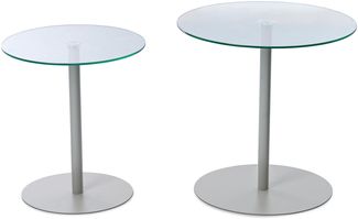 Satztisch >Lia< (2er-Set) in klarglas / beige - Ø/H: 40/45 cm + Ø/H: 50/50 cm