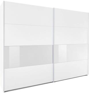 Schwebetürenschrank Bramfeld Kleiderschrank 270x64x236cm weiß Weißglas 2-türig