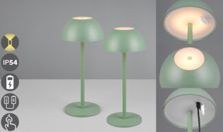 my home LED Außen-Tischleuchte Abbey Tischleuchte 2er-Set, Dimmfunktion, USB-Ladefunktion, LED fest integriert, Warmweiß, 2er Set Outdoor Akku Tischlampe Pilzdesign USB-C 4-fach Touch Dimmer