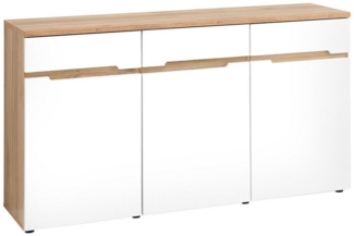 Vito Sideboard CLYDE, Mauvella Eiche Dekor, Weiß supermatt, 3 Türen, 1 Schublade, B 150 x H 82 x T 38 cm