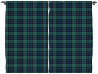 Abakuhaus Gardine Schlafzimmer Kräuselband Vorhang mit Schlaufen und Haken, Schottenkaro Scottish Folklore-Muster