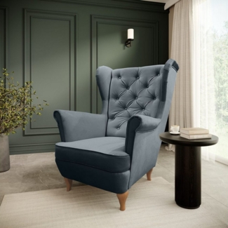 Beautysofa Ohrensessel Ohrensessel Sessel FALCO Chesterfield Wohnzimmersessel Fernsehsessel