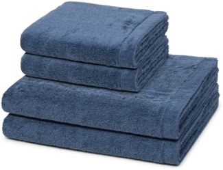 Cawö Lifestyle 4 tlg. Frottier-Set - 2 X Handtuch (50 X 100cm) und 2 X Duschtuch (70 X 140cm) - 520 g/m2 - Nachtblau