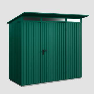 Hörmann Ecostar Metall-Gerätehaus Trend mit Pultdach Typ 1, 108x238 cm , moosgrün, 2,6 m²,1-flüglige Tür