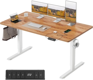 FEZIBO Elektrischer Schreibtisch 140x60 cm, Höhenverstellbarer Steh-Sitz Tisch