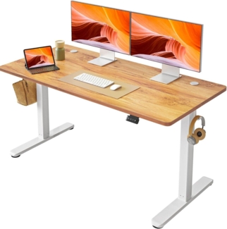 FEZIBO Elektrischer Schreibtisch 140x60 cm, Höhenverstellbarer Steh-Sitz Tisch