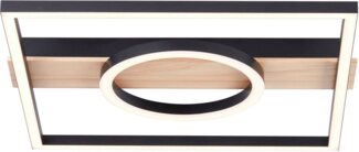 my home LED Deckenleuchte Lysann Deckenlampe, LED fest integriert, Warmweiß, 42 x 40 cm, 24 W, 2700 lm, 3000 K, Holz/Metall, braun/schwarz