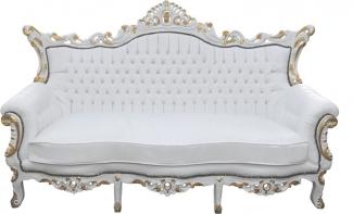 Casa Padrino Barock 3-er Sofa Master Weiss/Gold Mod2 - Antik Möbel - Limited Edition