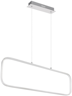 LED Pendelleuchte, Metall, Rechteck, silber opal, H 120 cm