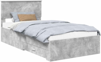 vidaXL Bettrahmen mit Kopfteil Beton Grau 100x200 cm Holzwerkstoff 3410934
