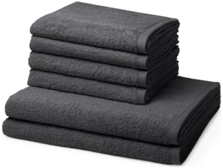 Ross Vita 6 tlg. Frottier-Set - 4 X Handtuch (50 X 100cm), 2 X Duschtuch (70 X 140cm) - 520 g/m2 - Graphit
