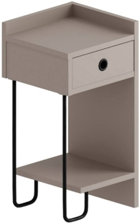 Dmora Nachttisch Halola, Niedrige Kommode, Tisch, Multifunktionaler Nachttisch, 32x30 h61 cm, Beige
