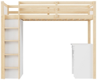 Odikalo Hochbett Hochbett mit Aufbewahrungsschränken und Computertisch Kinder 90X 200cm