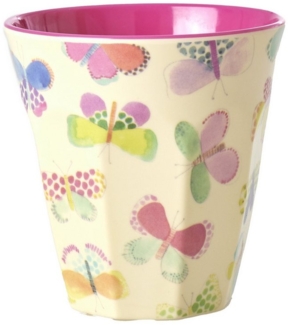 Rice Melamin Becher Butterfly Print Medium Pink