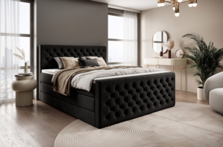 wonello Boxspringbett Victoria, mit Bettkasten, Matratzen und wonello premium Topper - edler Samt