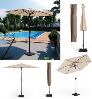 Oskar Sonnenschirm 270cm Set beige inkl Schutzhülle + Ständer Gartenschirm