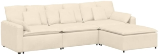 vidaXL Modulares Sofa mit Fußhocker und Kissen Cream 3321079