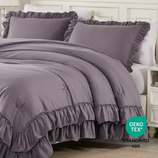 wohnTRAUM24 Bettwäsche Bettwäsche-Set mit Rüschen 135x200 200x200, weich, Shabby-Chic, leicht, Rüschen, 3 teilig, flauschig, für alle Jahreszeiten