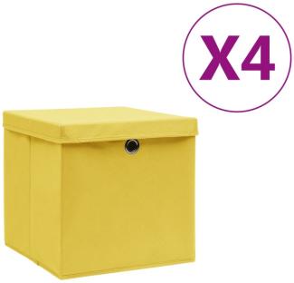 Aufbewahrungsboxen mit Deckeln 4 Stk. 28x28x28 cm Gelb