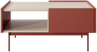 Couchtisch Color L-97 Wohnzimmertisch 97 x 65 x 45 cm Grifflos Keramikrot Eiche Linea