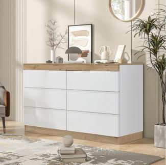 KLAM HOME Kommode Schließfach Schrank Sideboard Highboard (4 Türen mit 2 Schubladen Breite 120 Höhe 80), Schlafzimmer Flur