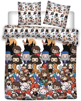Harry Potter Doppelbettwäsche Set – 1x Deckenbezug 240x220 cm & 2x Kissenbezüge 63x63 cm aus Mikrofaser
