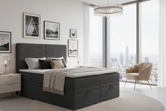 Deine Möbel 24 Boxspringbett DANIEL Boxbett Polsterbett Komplettbett Bett mit einer Matratze H4 (Taschenfederkernmatratzen 7 Zonen H4 Grau Hellgrau Schwarz Anthrazit Beige Samt Velour, 3-St, Taschen-federkernmatratze 7 Zonen H4 PREMIUM Bett), inkl Topp...