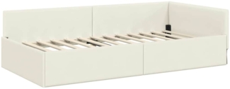 vidaXL Eckbettgestell mit Kopfteil Creme 90 cm x 190 cm Stoff 42016078