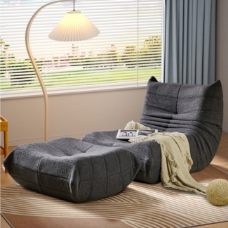 STILVORA Sitzsack Relaxsessel Indoor-Lazy Sofa mit Fußstütze & Hochelastischer Schwamm