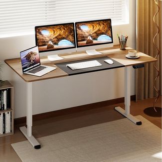 COSTWAY Schreibtisch, höhenverstellbar elektrisch, mit Memory-Funktion 140x70 cm