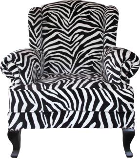 Casa Padrino Luxus Designer Chesterfield Ohren Sessel Zebra - Club Möbel - Limited Edition