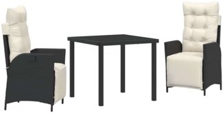 vidaXL Garten Essgruppe 3 pcs Schwarz Poly Rattan 3380526