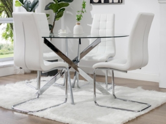 Vente-unique - Set Tisch COSIMA + 4 Stühle NADYA - Transparent & Weiß