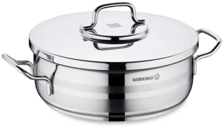 Korkmaz Astra2 Low Casserole 26x8,5 cm - 4,5 L, Edelstahl-Kochtopf mit Deckel