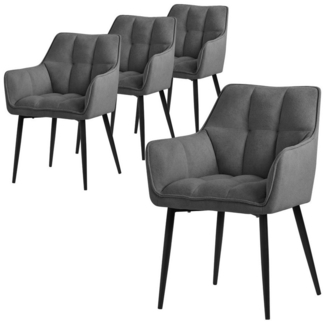 ML-DESIGN Polsterstuhl Esszimmerstuhl mit dickem gepolsterter Sitz Rücken- und Armlehnen (4 St), Wohnzimmerstuhl aus Frotteestoff Dunkelgrau Loungesessel Küchenstuhl