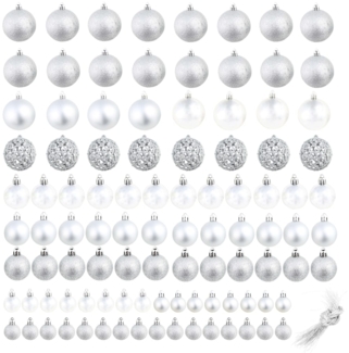 vidaXL 100-tlg. Weihnachtskugel-Set 3/4/6 cm Silbern 245712