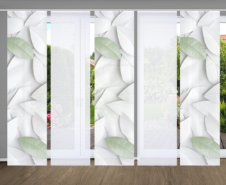 HOME in green Schiebegardine LISON (5 St), Paneelwagen, halbtransparent, SET DIGITALDRUCK,BAMBUSOPTIK RECYCELT