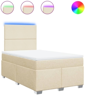 vidaXL Boxspringbett mit Matratze Creme 120x190 cm Stoff 3292725