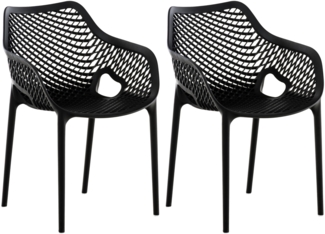 CLP 2er Set Stühle Air XL stapelbar mit einer Sitzhöhe von 44 cm,schwarz
